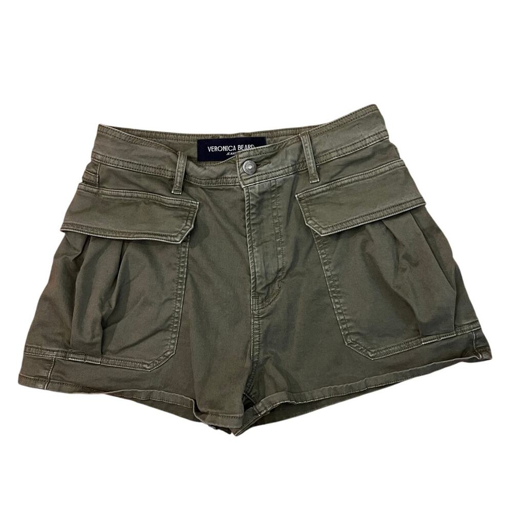 VERONICA BEARD Olive Mallory High Rise Cotton Twill Utility Shorts Size 27